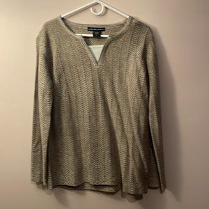 Ladies Pullover Biege Long Sleeve Lightweight Sweater Size XL